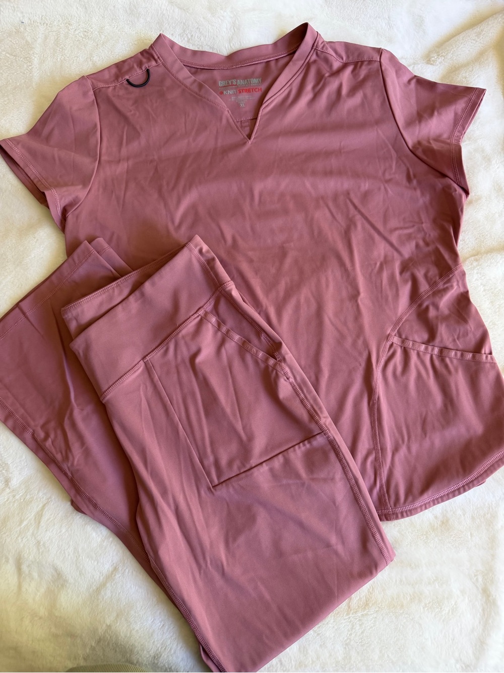Grey’s Anatomy Scrub Set Knit Stretch XL Top Large Bottoms